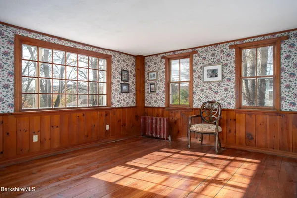 a living room with a large window