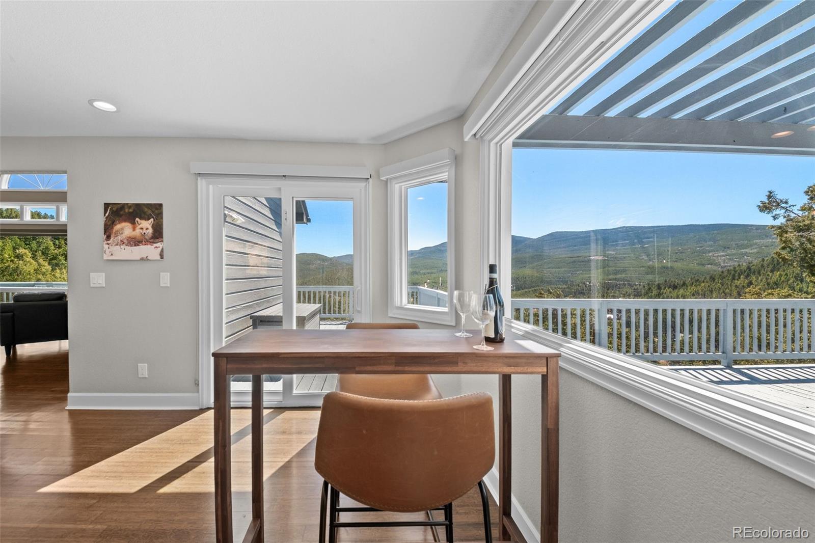 33633 Elk Run Evergreen, CO 80439 - Photo 17 of 39 a view of a dining room with furniture window and wooden floor