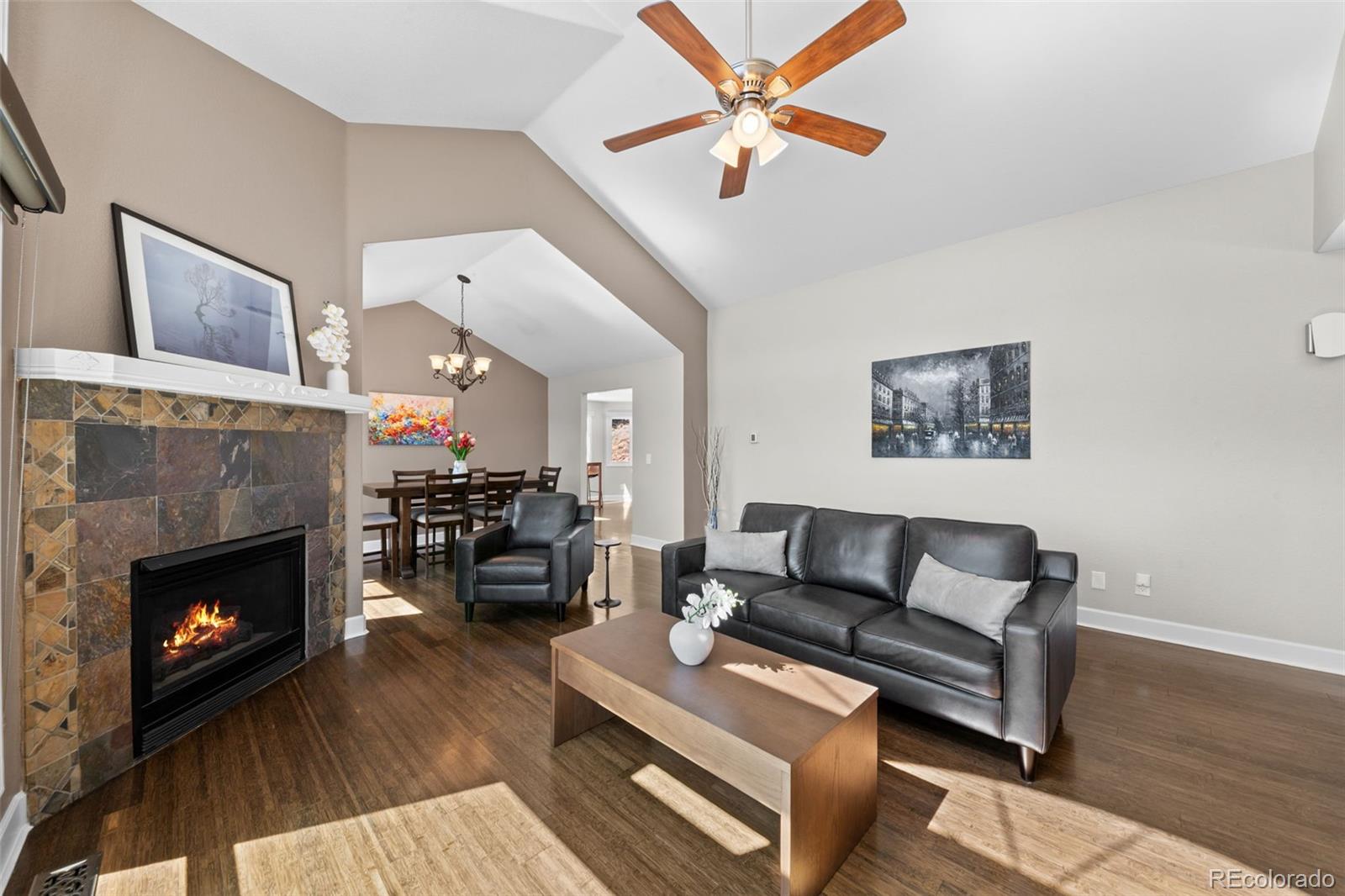 33633 Elk Run Evergreen, CO 80439 - Photo 8 of 39 a living room with furniture and a fireplace
