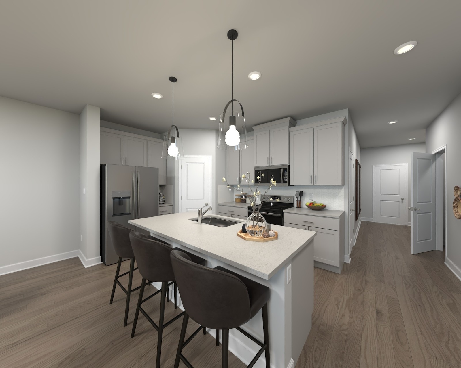 7138 Cedarcrest Lane Fairview, TN 37062 - Photo 4 of 8 a kitchen with a dining table chairs refrigerator and microwave