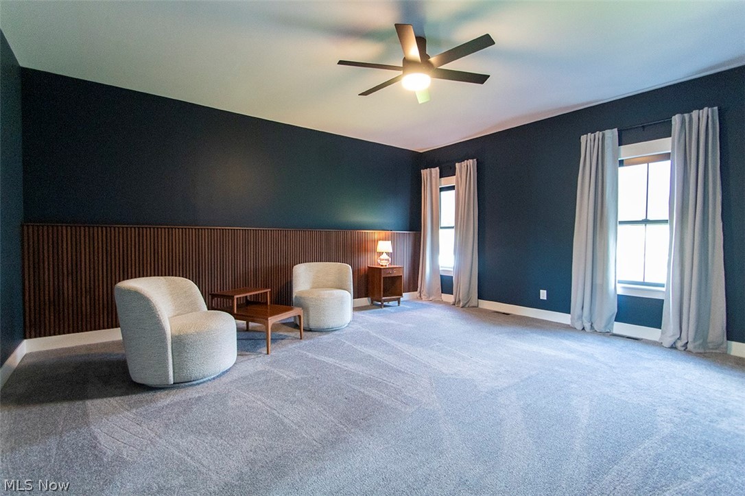 4197 Beach Road Medina, OH 44256 - Photo 20 of 35 Master bedroom with ceiling fan, carpet, and a wealth of natural light