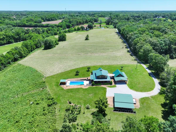 an aerial view of a house