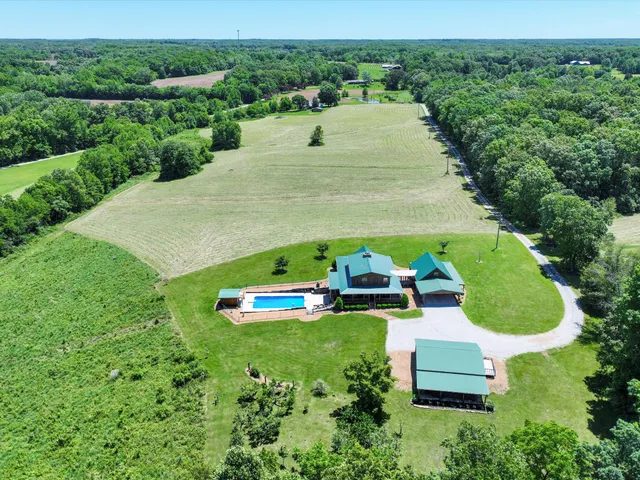 an aerial view of a house