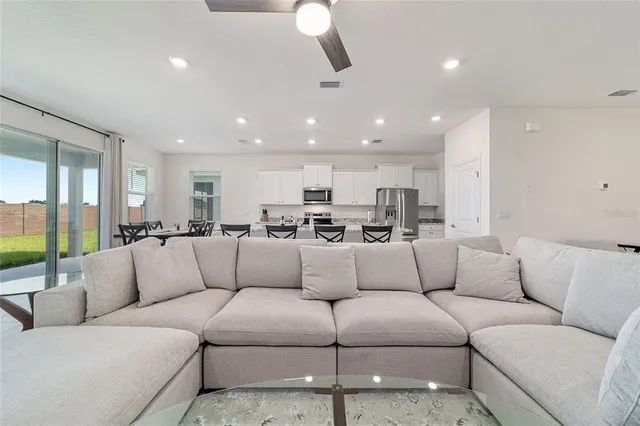 a living room with patio