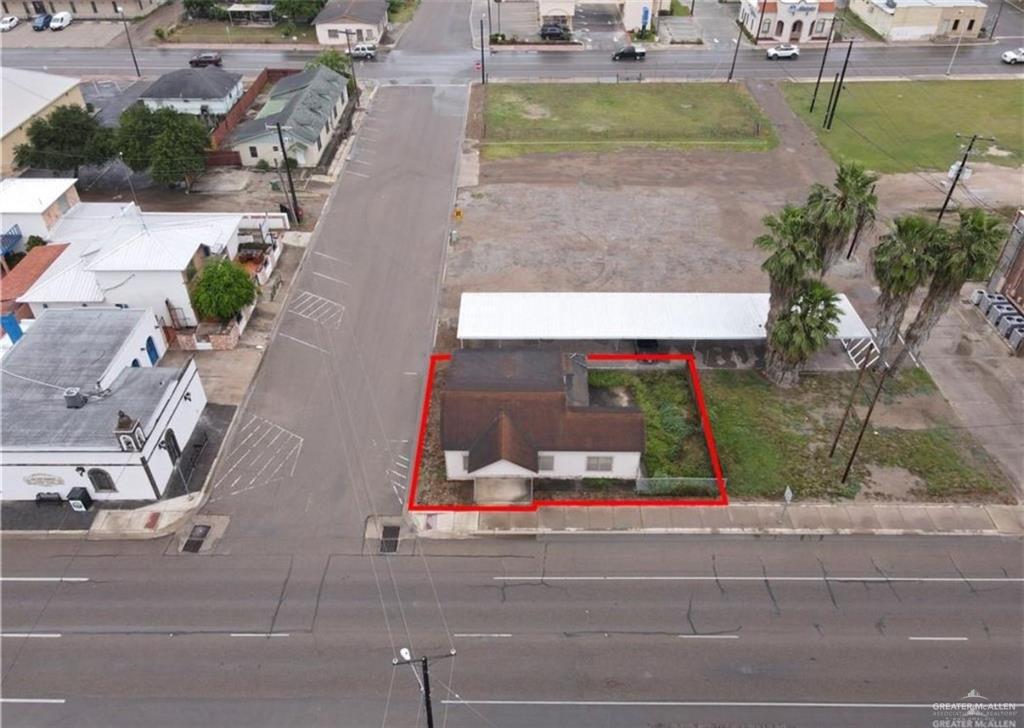 107 East Main Street Rio Grande City, TX 78582 - Photo 2 of 16 Aerial view of residential area with property boundaries highlighted