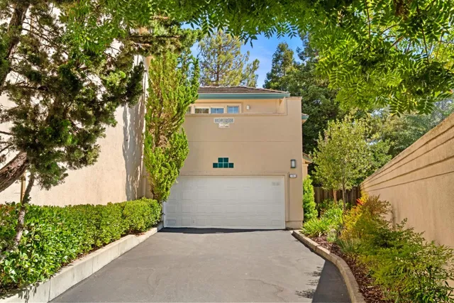 an aerial view of a swimming pool