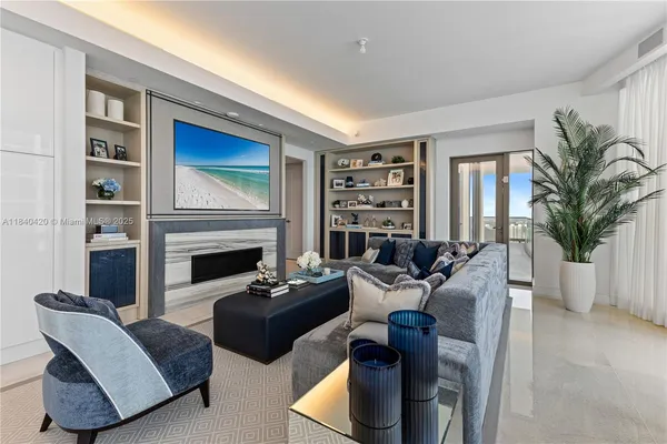 a living room with furniture