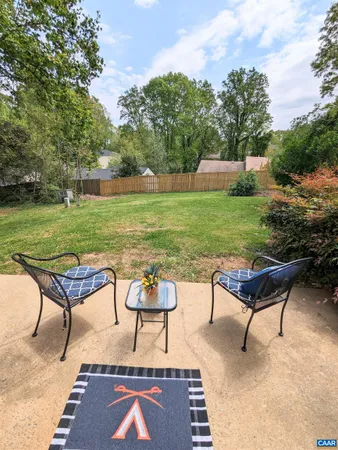 a view of a park with sitting area