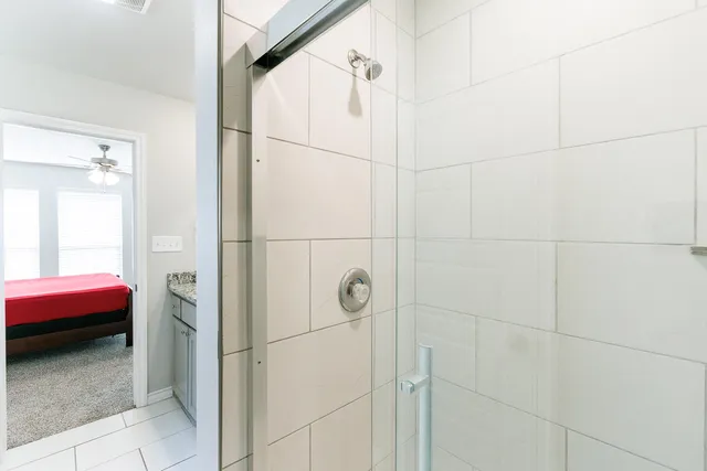 a bathroom with a shower