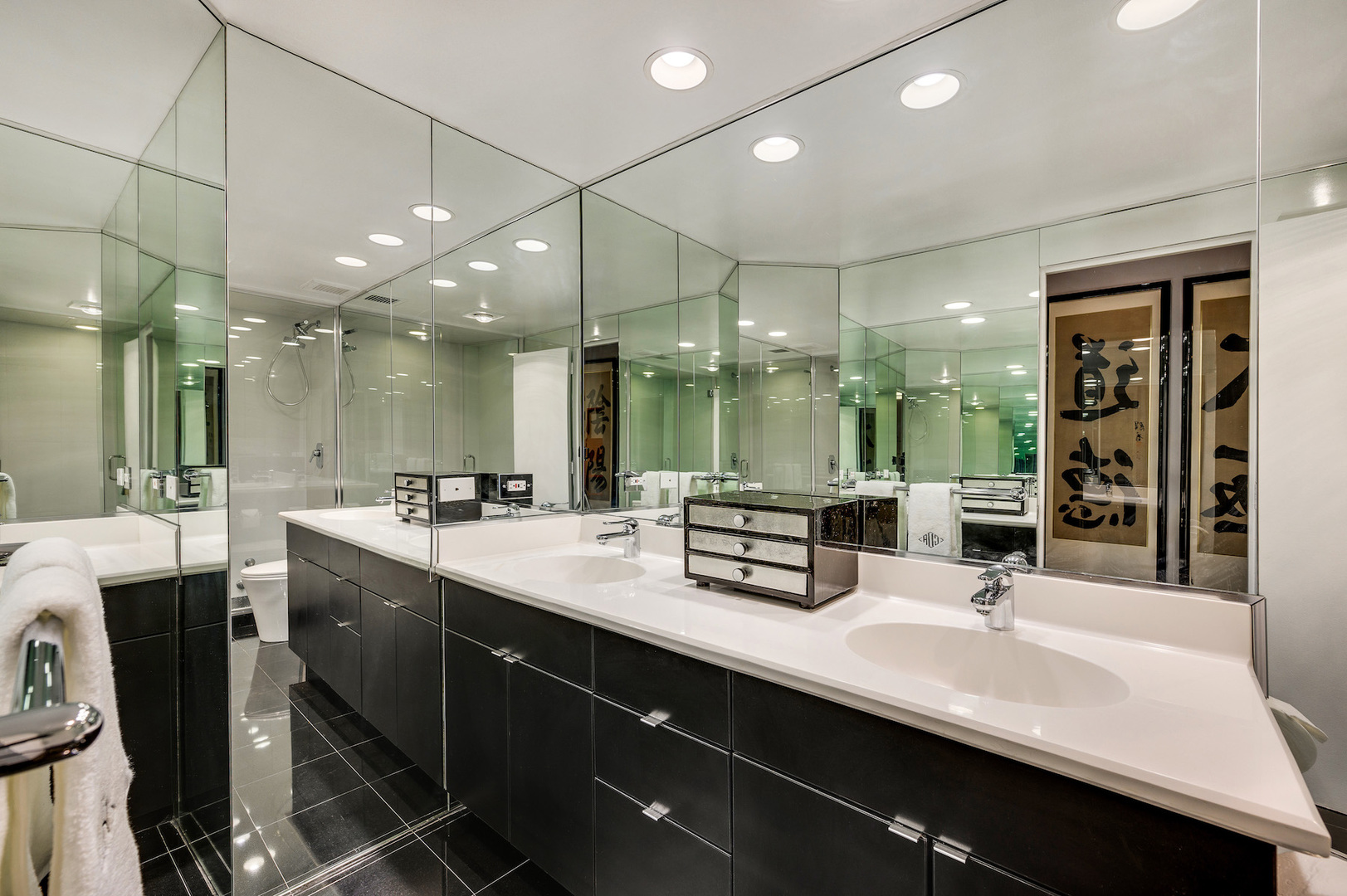 175 East Delaware Place, Unit 46254601 Chicago, IL 60611 - Photo 24 of 33 a bathroom with double vanity sinks double vanity and a bathtub