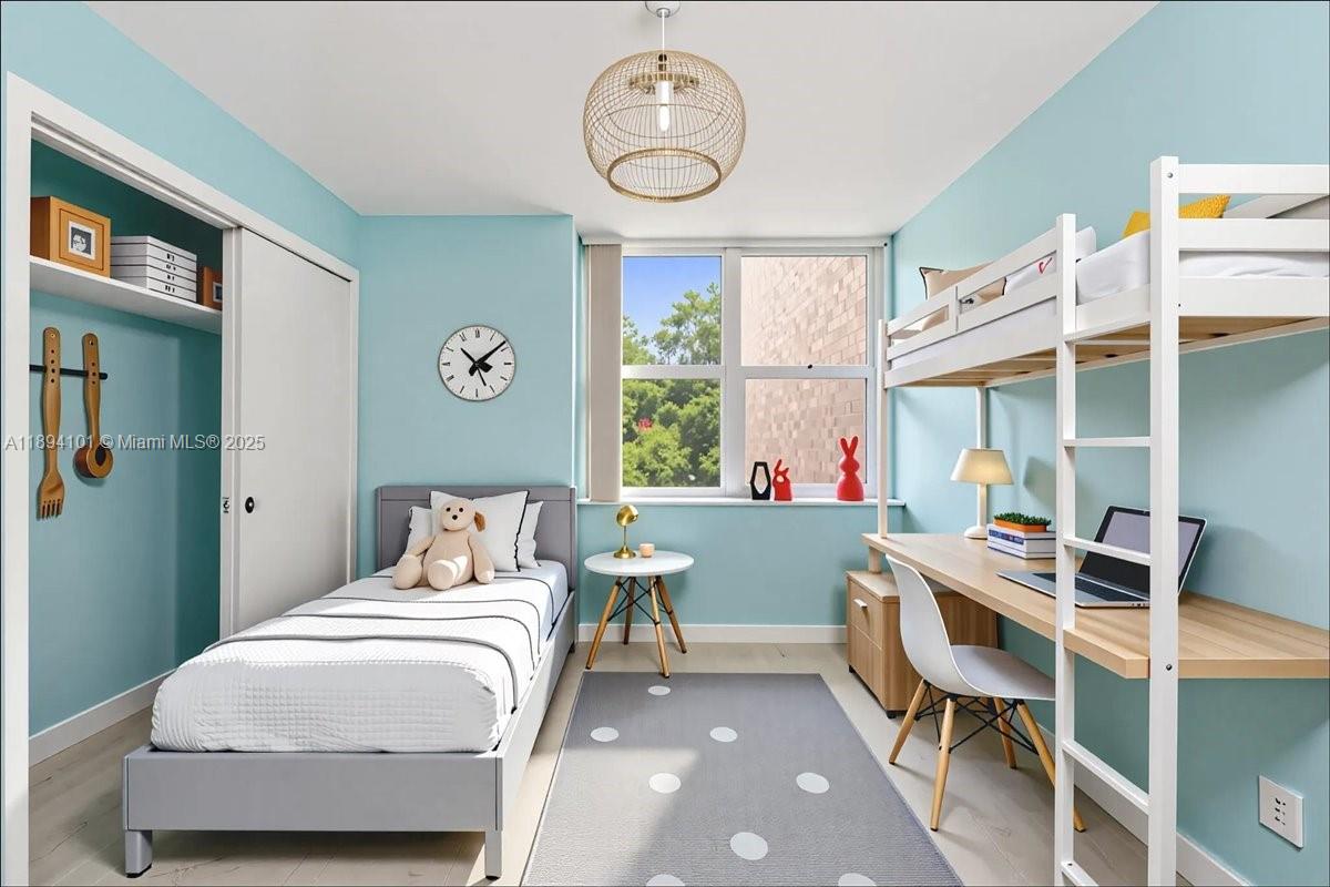 9450 Live Oak Place, Unit 109 Davie, FL 33324 - Photo 96 of 98 a bedroom with a bed and a chandelier