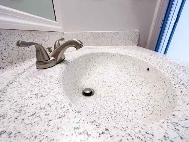 a close view of a sink in a bathroom