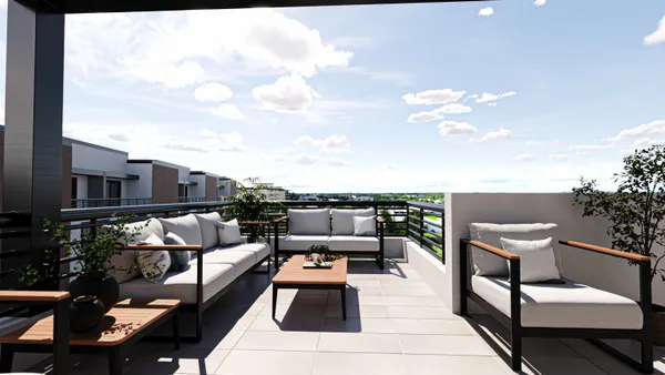 a terrace view with seating space