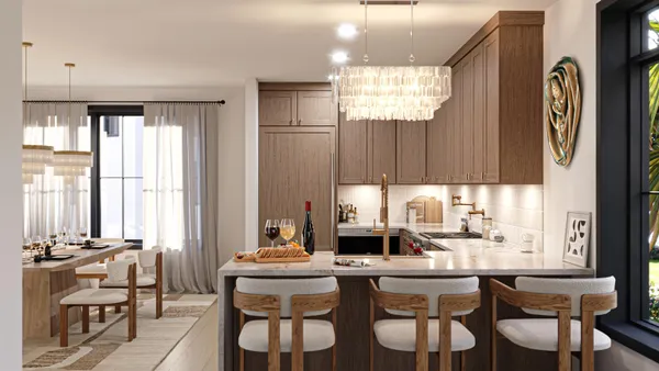 a kitchen with a table chairs and window