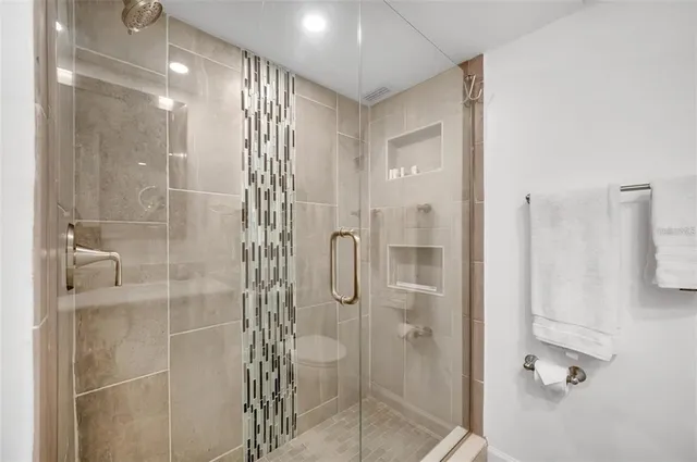 a bathroom with a shower