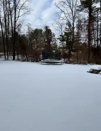 a view of snow covered with snow in front of house