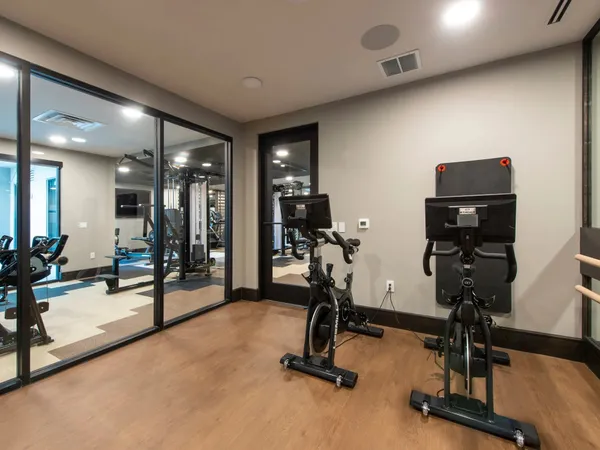 a view of a room with gym equipment