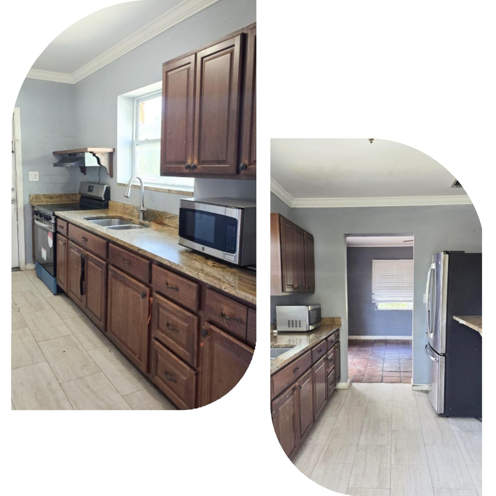 4138 Kirk Road Lake Worth, FL 33461 - Photo 9 of 11 a kitchen with kitchen island granite countertop a sink stove and cabinets