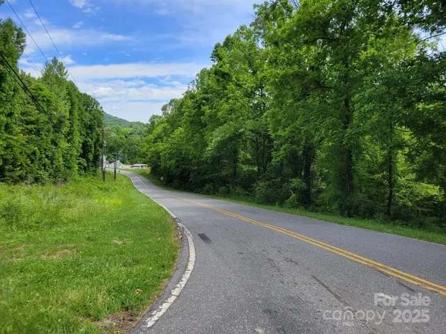 a view of a road with a yard