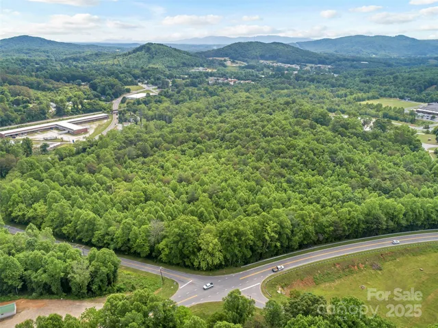 a view of a lush green hillside and a houses