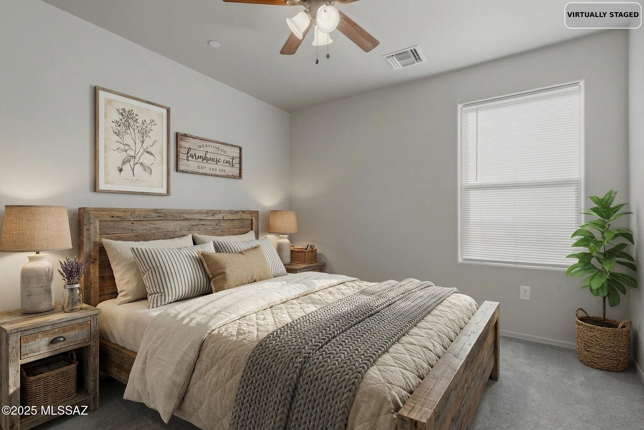 1458 North Wentworth Road Vail, AZ 85641 - Photo 43 of 44 a bedroom with bed and a potted plant