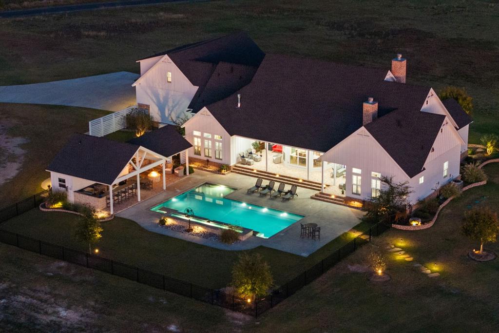 an aerial view of a house