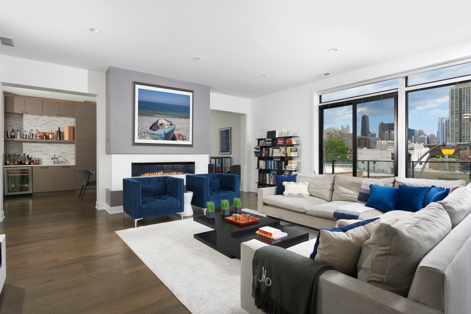 440 North Halsted Street, Unit 3A Chicago, IL 60642 - Photo 2 of 18 a living room with furniture and a large window