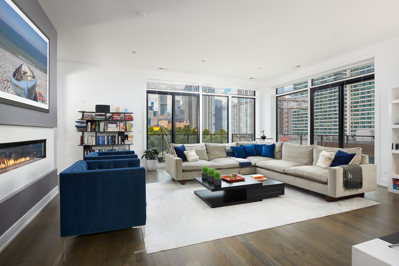 440 North Halsted Street, Unit 3A Chicago, IL 60642 - Photo 7 of 18 a living room with furniture and a large window