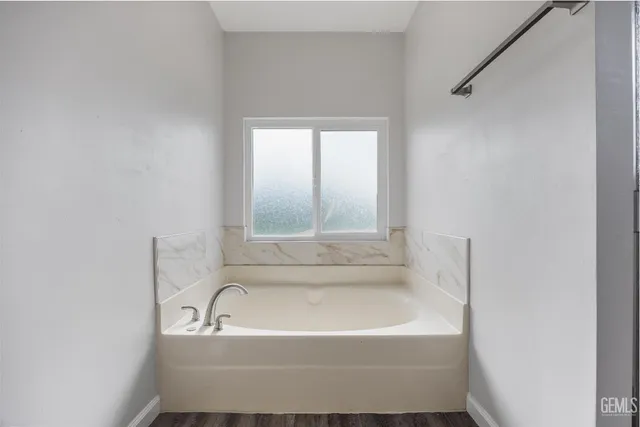a bathroom with a bathtub