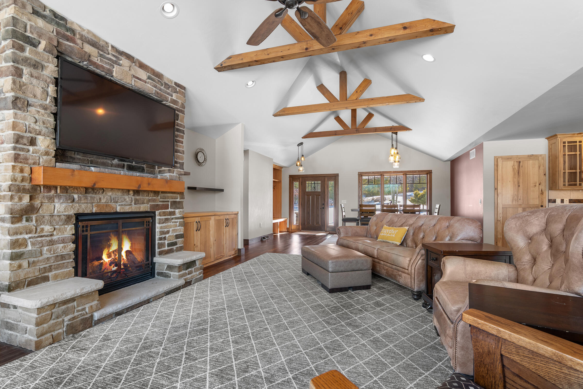 22428 West Steinthal Road Eaton, WI 53042 - Photo 15 of 81 Gas Fireplace and Wood Beams