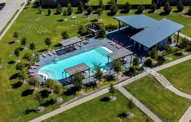 an aerial view of a house