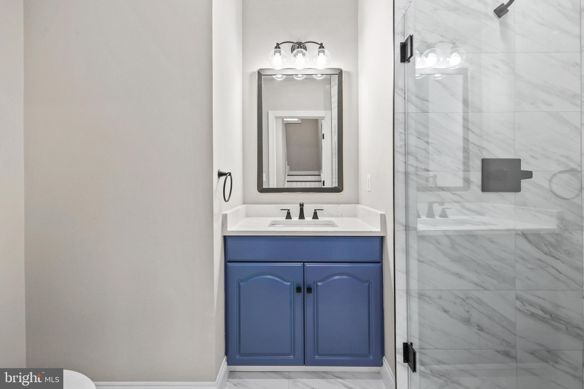 5393 Merry Oaks Road The Plains, VA 20198 - Photo 18 of 58 a bathroom with a sink a mirror and a shower