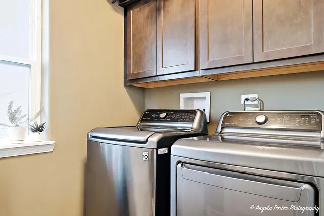 a close view of washer and dryer