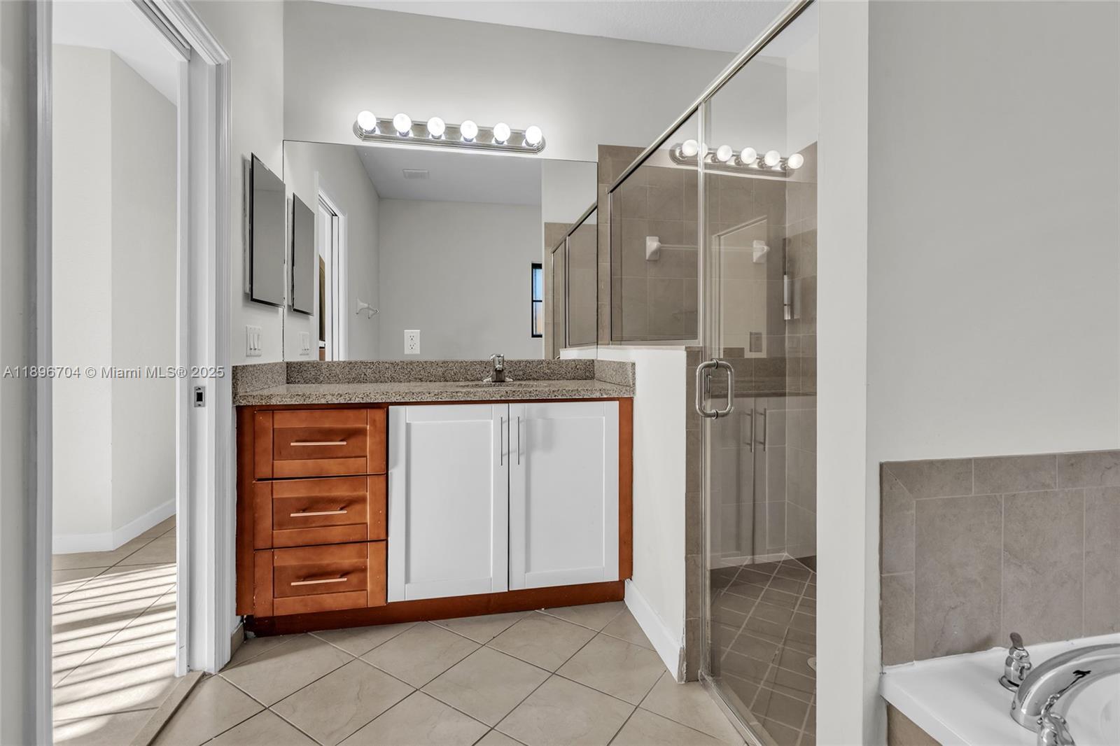 27109 Southwest 133rd Court Homestead, FL 33032 - Photo 29 of 48 a bathroom with a granite countertop sink and a mirror