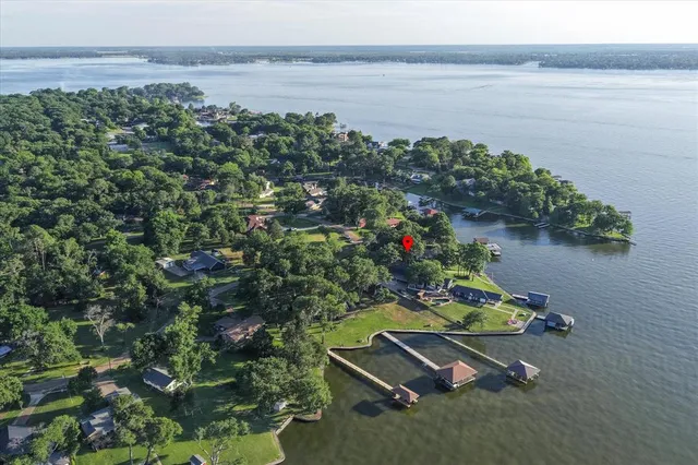 a view of a lake with outdoor space