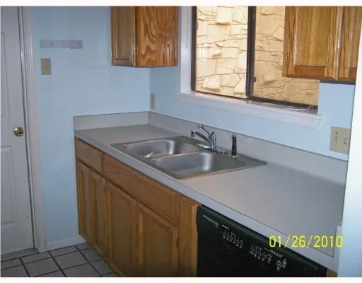 a kitchen with a sink a window and cabinets