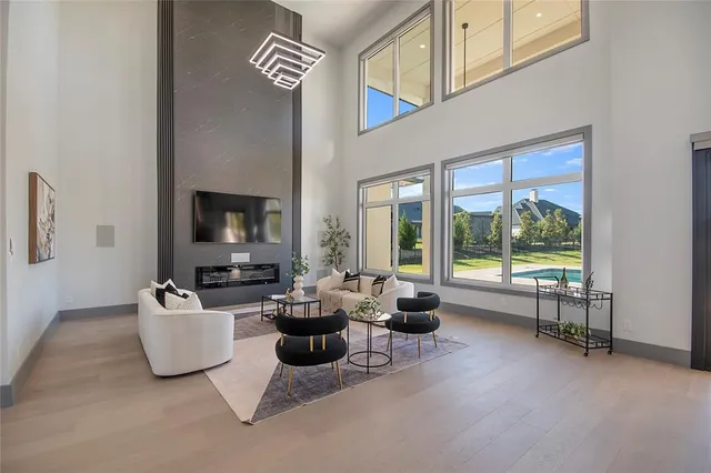 a room with furniture cabinets and window