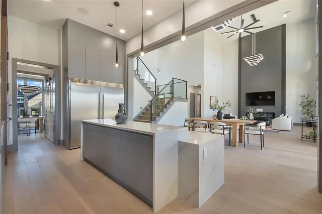 a room with table and chairs