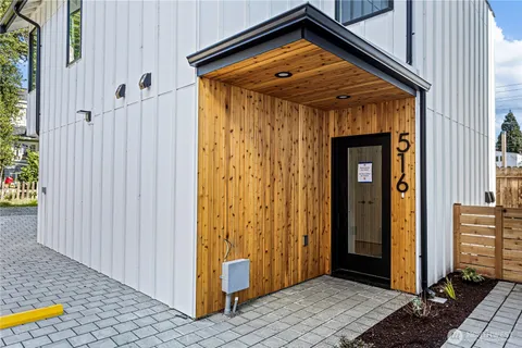 a view of wooden door