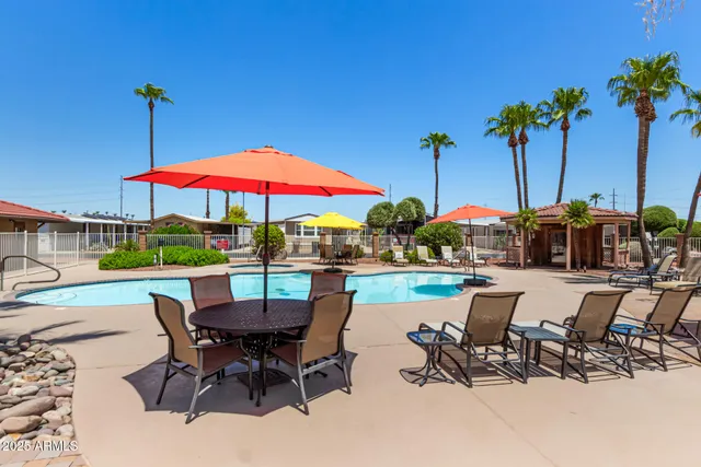a outdoor space with lots of tables and chairs