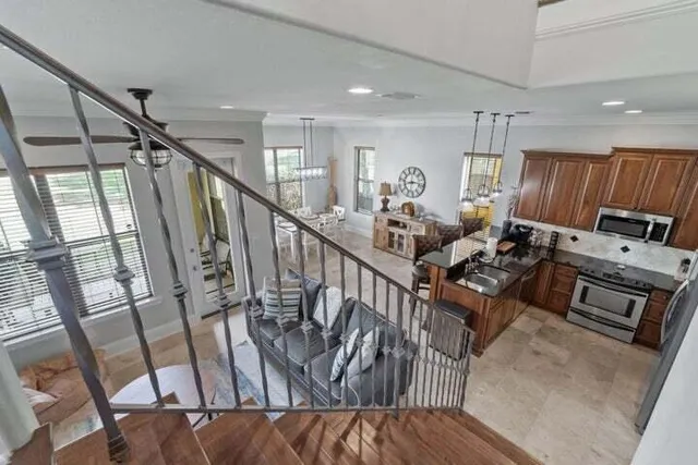 a living room with furniture