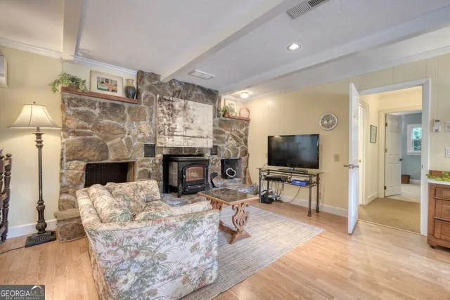 a spacious bathroom with a double vanity sink and a mirror