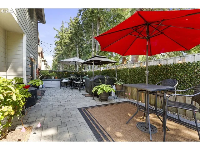 a view of an outdoor sitting area with golf course