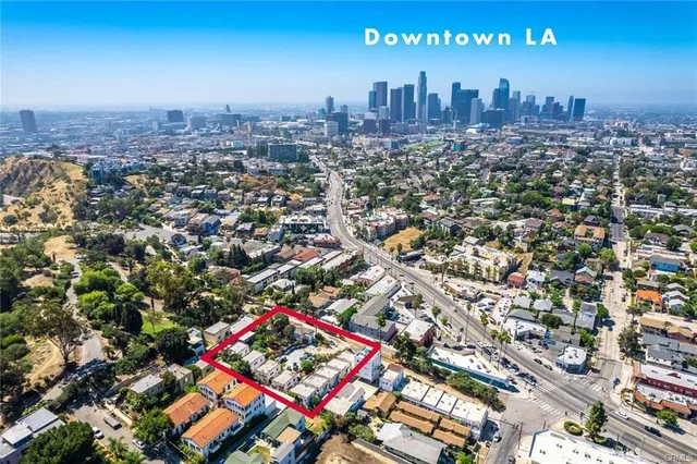 an aerial view of multiple house