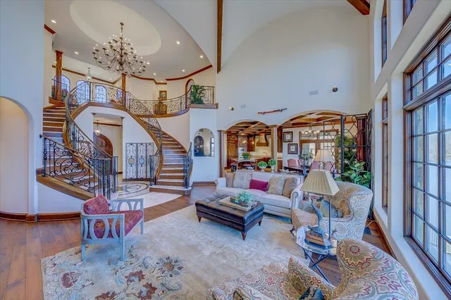 a view of a balcony with a potted plants