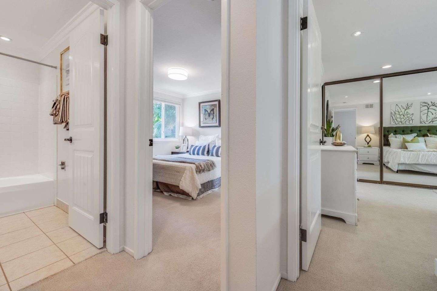 829 Montgomery Street Mountain View, CA 94041 - Photo 16 of 36 a en suite bathroom with a double vanity sink and a mirror