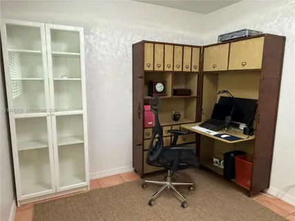 a workspace with furniture