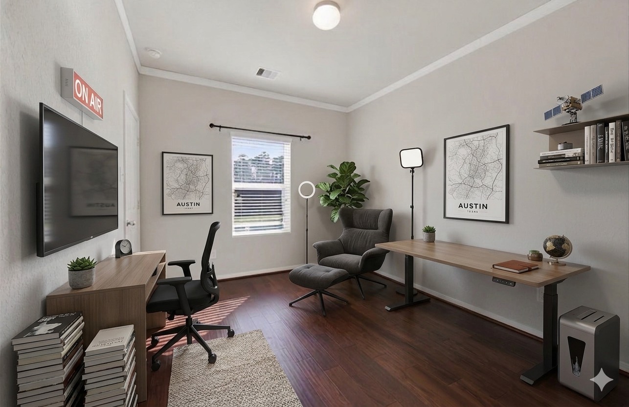 2672 Magnolia Fair Way Spring, TX 77386 - Photo 29 of 49 Downstairs bedroom converted into an office, Photo is virtually staged