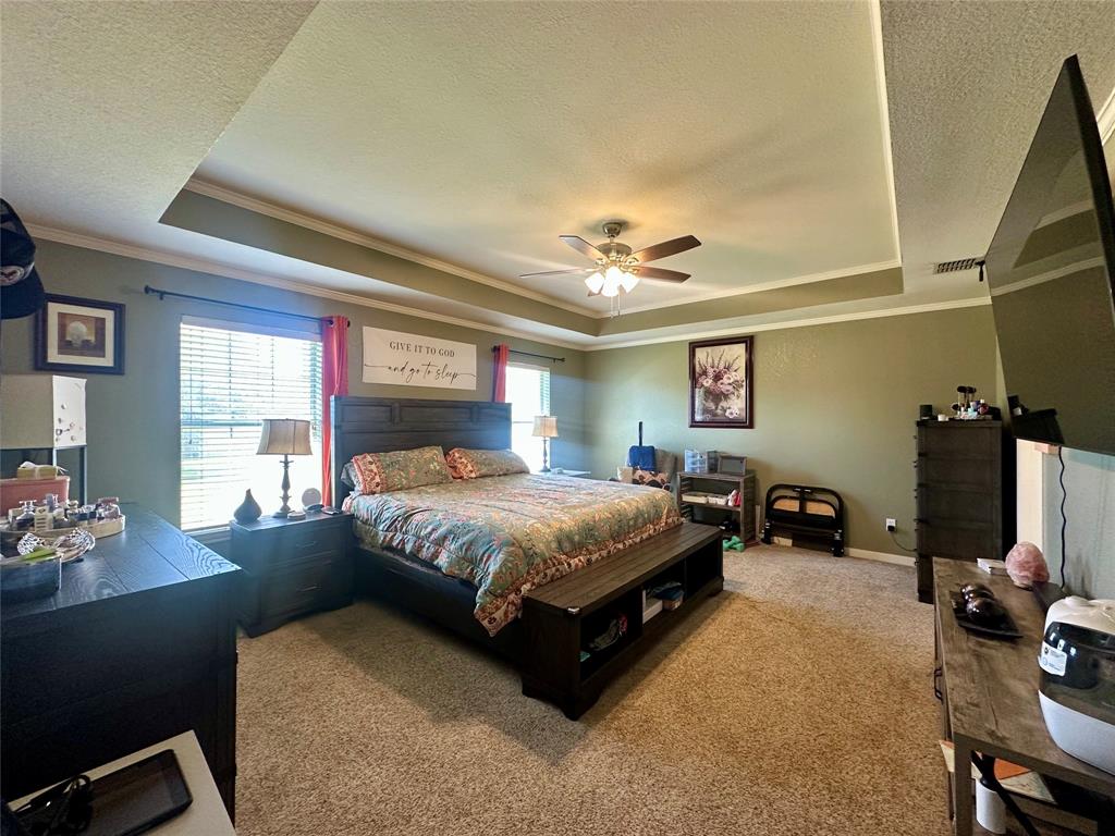 10504 Whitney Trace Drive Waco, TX 76708 - Photo 12 of 36 a spacious bedroom with a bed a couch and dresser