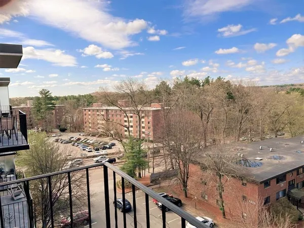 a view of a city from a balcony